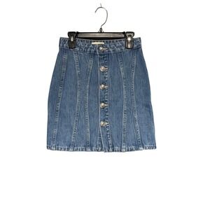 L'AGENCE‎ Denim Button Front A Line Mini Skirt Size 22 (XXS) Blue Wash $265 NWOT